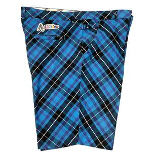 Royal and Awesome Golf Shorts Mens 42 Athletic Blue Purple Plaid 10” Inseam